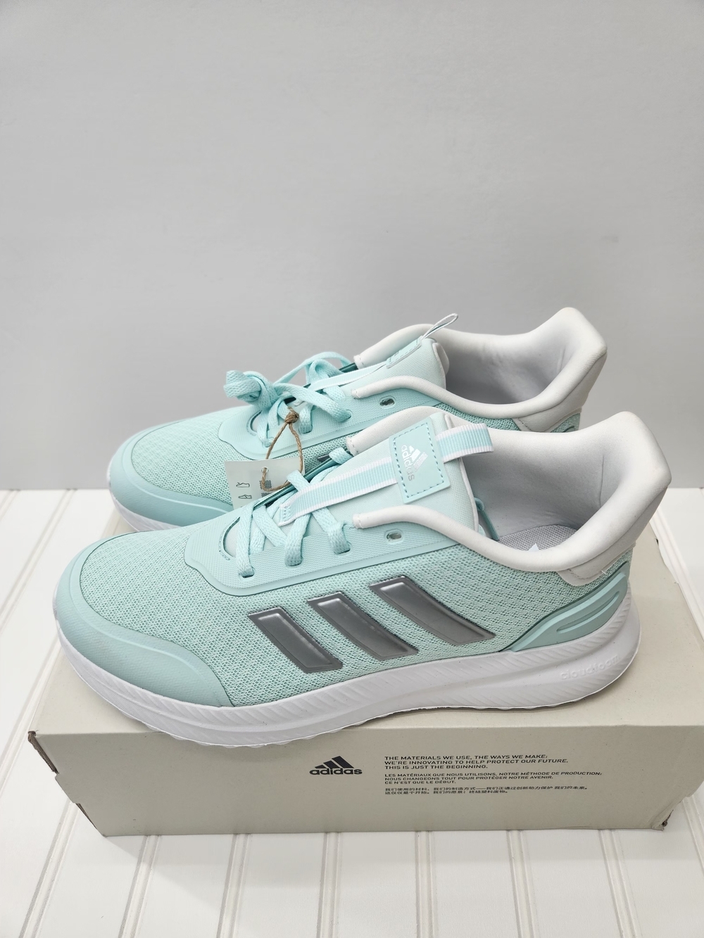 NWT Adidas Big Kid's Cloudfoam Running Shoes in Mint Green Size 6.5 - Picture 5 of 9
